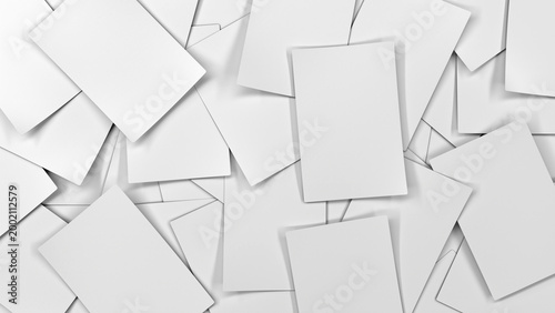 Fotografia Background of scattered blank white sheets of paper