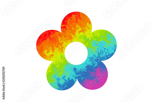 rainbow flower shapes, colorful symbol liquid design illustration