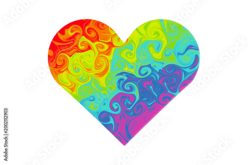 rainbow heart shapes, colorful symbol liquid design illustration