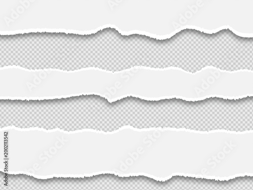 Realistic torn paper window frame. Isolated vector illustration of a rectangular ripped opening with rough edges on transparent background for creative photo frames and reveals.