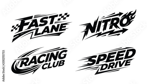 Racing Logo Set Fast Lane Nitro Speed Drive Motorsport Vector Design