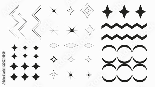 abstract geometric shapes and lines black and white graphic elements collection