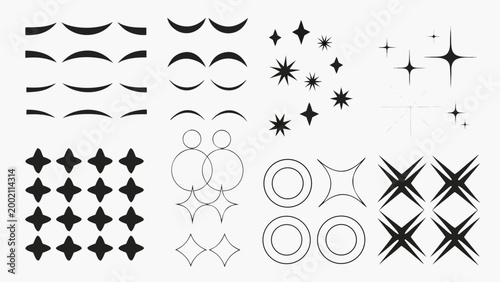 abstract graphic elements collection with curves diamonds and starbursts high quality