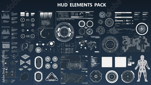 hud elements pack a comprehensive monochrome white interface design collection