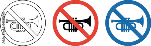 No honking sign, multiple colored traffic prohibition icons isolated on white background for road safety awareness transport rules and urban signage design.