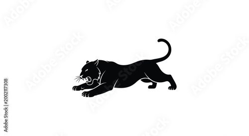 Panther in prowling position black silhouette high quality