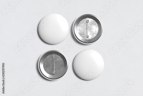 Blank Pin Button Badge mockup with white background. 3D rendered