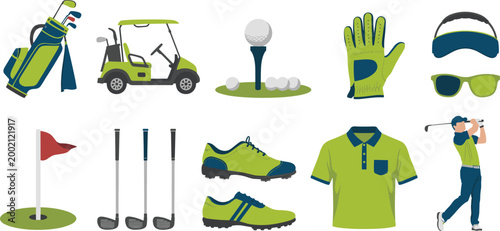 Collection of golf equipment and apparel sports recreation