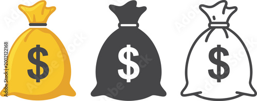 Money Bag Icons With Dollar Sign finance currency