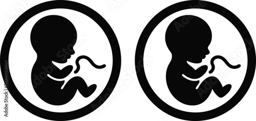 Two icons depicting a fetus inside the womb in different positions