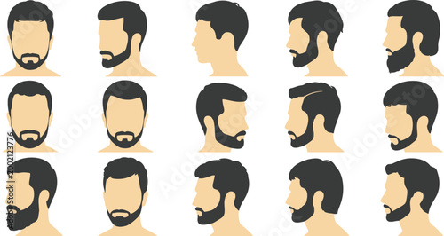 Diverse Male Beards and Hairstyles Collection vector