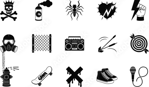 Diverse Collection of Urban and Rebel Iconography skull