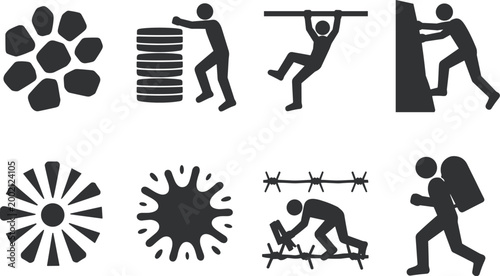 Silhouette Icons of Challenges and Activities