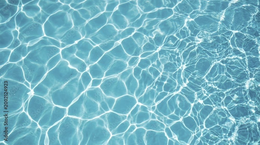 Fototapeta premium Swimming pool water surface with sun reflections and rippling waves