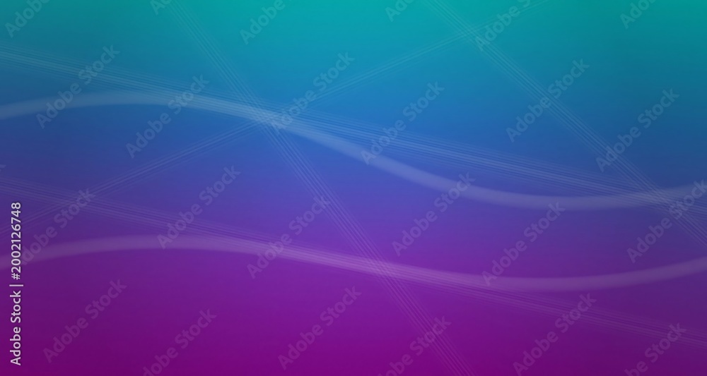 Fototapeta premium Abstract flowing lines beautifully intersect a teal, blue, and purple gradient.