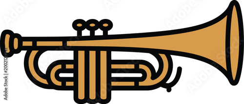 Golden trumpet with valves and bell on white background vector illustration