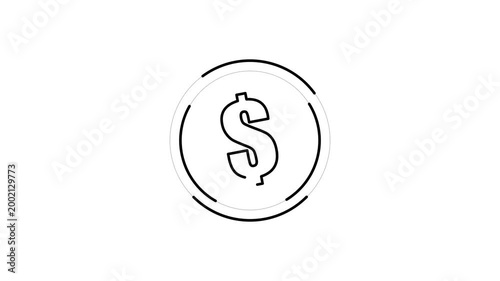 Animated Dollar Symbol Stroke with Circular Rings and Background Color Variations