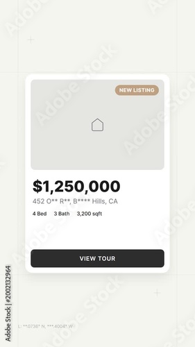 Property listing card with new listing badge in real estate app
