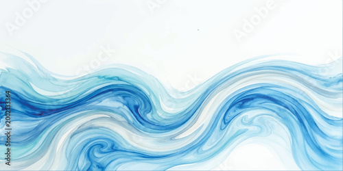 Canvastavla Abstract fluid background with flowing waves of blue and white ink creating marb