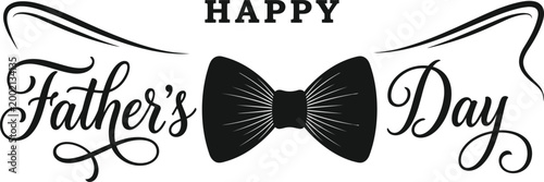 Happy Fathers Day bow tie greeting text illustration