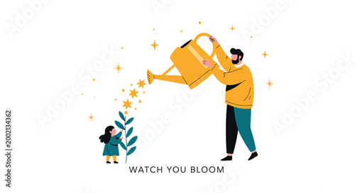 Inspirational growth, motivational quote, colorful illustration, Watch You Bloom