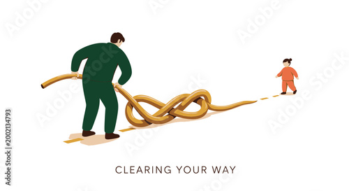 Motivational concept, Clearing obstacles, Problem solving, Business success vector