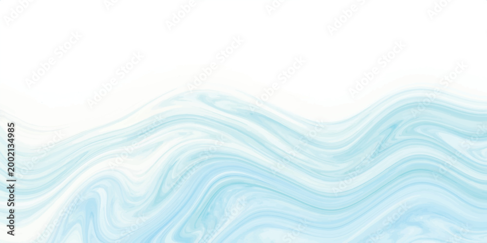 Fototapeta premium Abstract light blue liquid marble swirl pattern with flowing wave lines on a white background