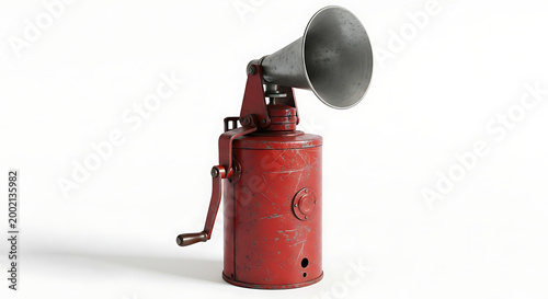 Antique Red Gramophone Horn Isolated on White Background with Vintage Charm