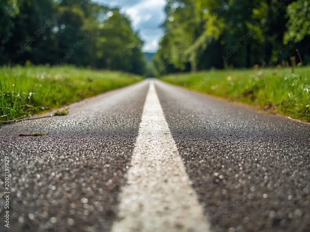 Fototapeta premium Generative Ai a quiet rural road extending into the distance