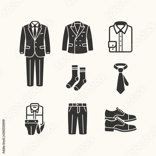 Mens Formal Wear Icons Set