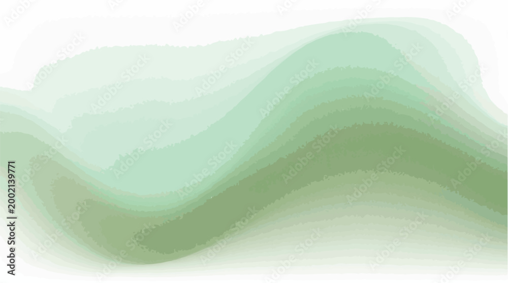 Obraz premium Abstract green wavy gradient vector background with subtle watercolor effect and natural grain texture for modern design projects