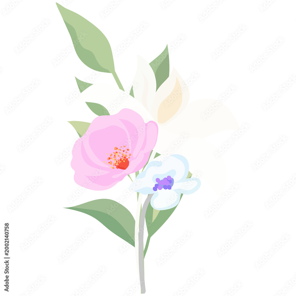 Fototapeta premium White freesia floral arrangement for wedding invitation.