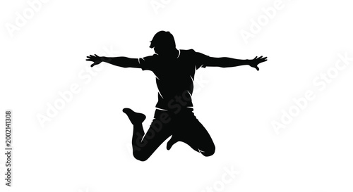 person jumping with arms outstretched silhouette high quality professional detailed modern