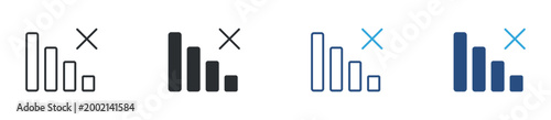 No signal icon set. decreasing bars with cross mark. poor connection and network problem concept. vector illustration.

