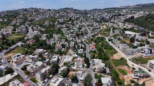 Abu Ghosh village From Above Near Jerusalem Highway, Aerial view on a beautiful day