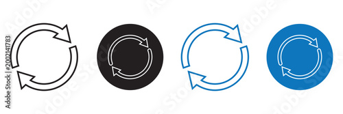 Circle arrow icon set. refresh reload arrow symbol. Recycle, Repeat reload icons set. round arrow.
