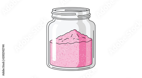 Transparent jar filled with vibrant pink powder, suggesting luxurious bath salts, a DIY face mask, or other beauty and wellness ingredients.