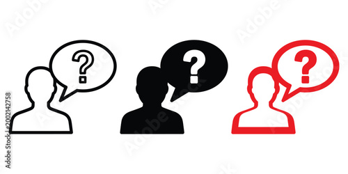 Exploring the Concepts of Communication and Uncertainty Through Visual Representation of Questioning Figures Vector Contact Icons