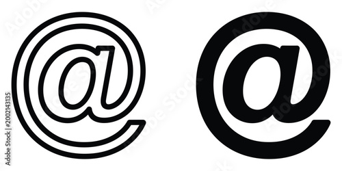 Comparison of traditional and modern at-symbol typography styles in digital and print media design Vector Contact Icons