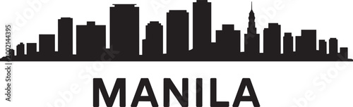 Manila cityscape skyline vector illustration modern architecture cityscape silhouette with city view