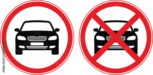 Vector graphic illustration depicting two distinct road signs, one indicating allowed vehicle entry and the other signifying vehicle prohibition for effective traffic control. Free Download Vector graphic illustration depicting two distinct road signs, one indicating allowed vehicle entry and the other signifying vehicle prohibition for effective traffic control. - GFXLoad