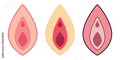 Vagina icon set, isolated on transparent background.