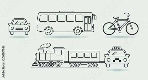 transportation icons set vector