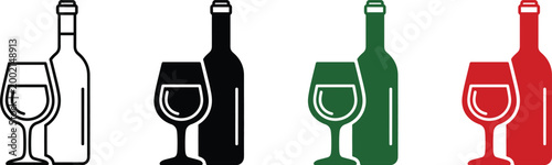 Colorful bottle and glass silhouettes a vibrant collection of drinkware illustrations