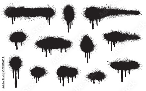Εκτύπωση καμβά Paint splash texture with spray vector black for drip background splatter