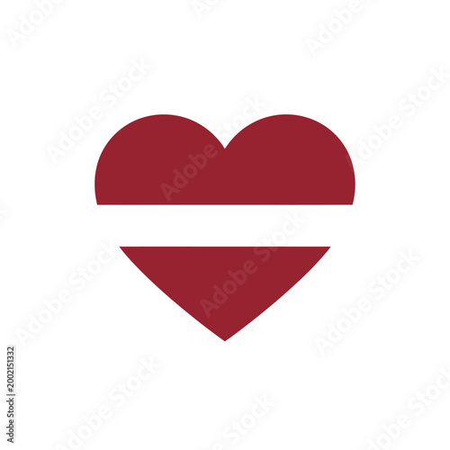 Free Download A stylized red heart illustration cut in half horizontally on a white background - GFXLoad