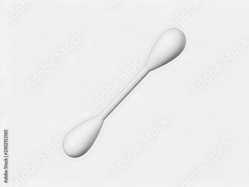 A single white cotton swab for personal hygiene and ear cleaning