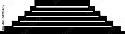 Geometric Staircase, Pixel Art Steps, Black and White Vector, Abstract Stairway
