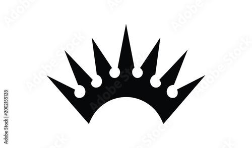 A black crown icon with sharp points and circular details