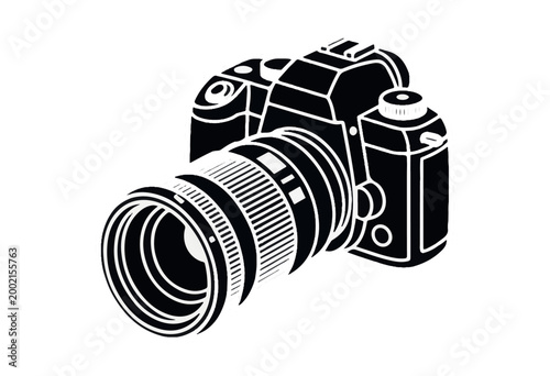 Professional digital single-lens reflex camera with a large zoom lens for high-quality photography.